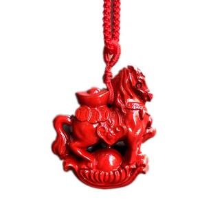 红色木雕木马挂件十二生肖马上发财木质红马吊坠装饰品实木马挂饰