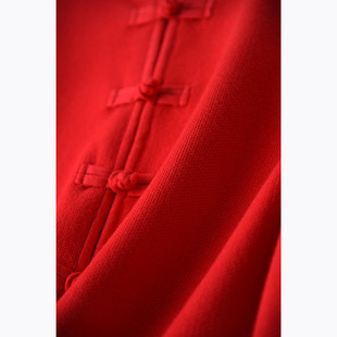 新年服全家亲子装红色中式盘扣开衫毛衣父子母女童男孩兄妹喜庆服