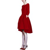 2021春秋新款 大红色连衣裙女中长款 气质显瘦年会晚宴小礼服a字裙