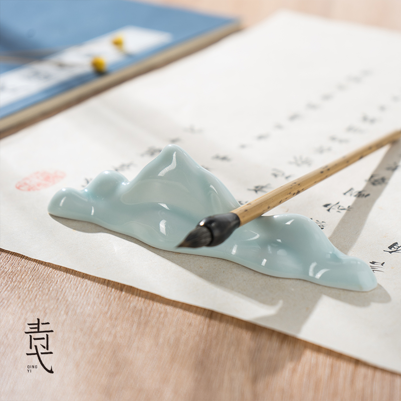 陶瓷墨池笔山笔搁笔架笔筒砚滴笔洗洗笔缸墨碟砚台文房四宝套装