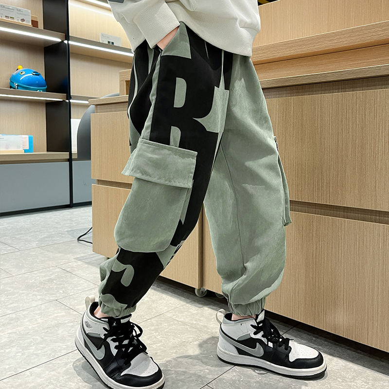 男童春装裤子2023年新款潮帅儿童套装春季外穿长裤男孩春秋款工装