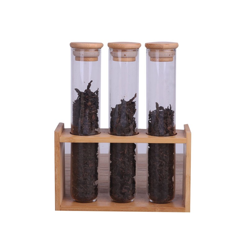 吧台摆设茶叶展示罐透明玻璃试管咖啡豆储物罐密封罐展示架奶茶店