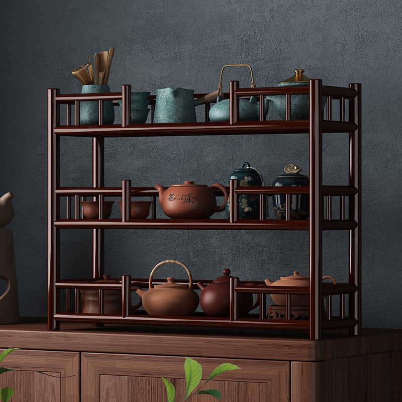 桌面置物架办公室桌上小型博古架多层收纳茶水杯架子家用台面书架