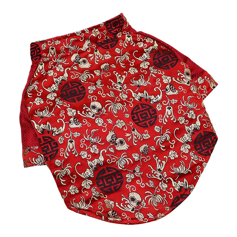 狗狗新年装法斗巴哥喜庆唐装秋冬加厚斗牛犬泰迪过年衣服宠物棉衣