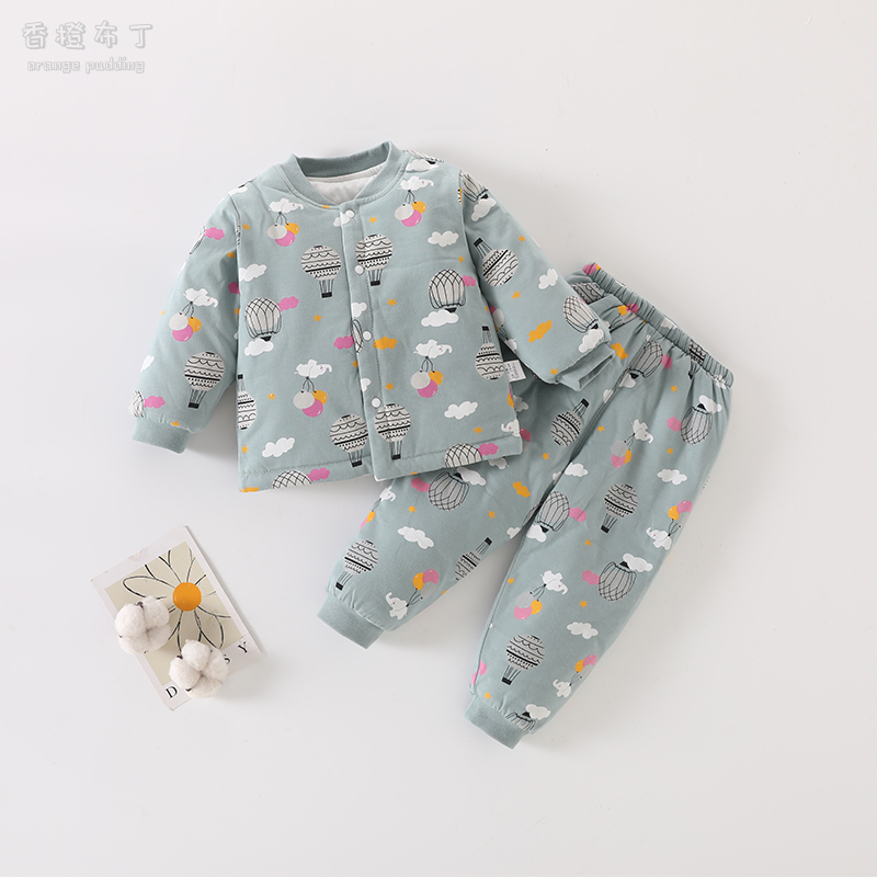 宝宝棉服套装秋冬款男女童棉衣棉裤婴儿纯棉保暖衣夹棉居家服睡衣