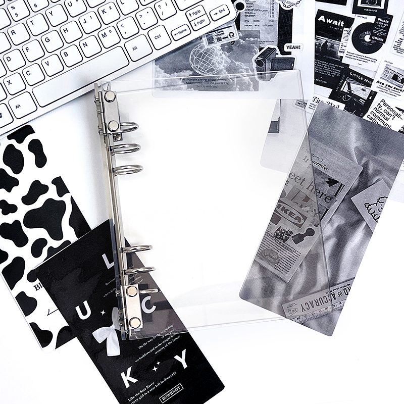 a5笔记本外壳亚克力透明活页本diy卡册手账本六孔收纳相册活页本