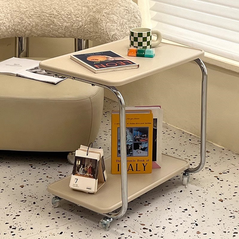 霍客森简约可移动沙发边几家用客厅收纳小推车子北欧双层置物角几