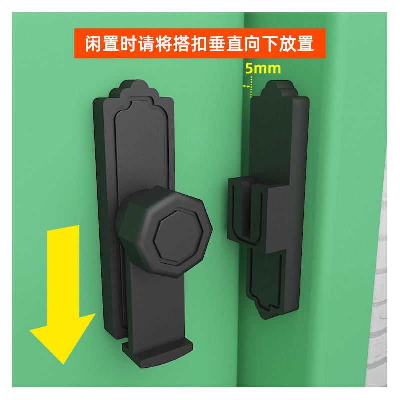 免打孔锁无孔门栓插销门扣锁扣卡扣神器推拉锁门闩卫生间固定防盗