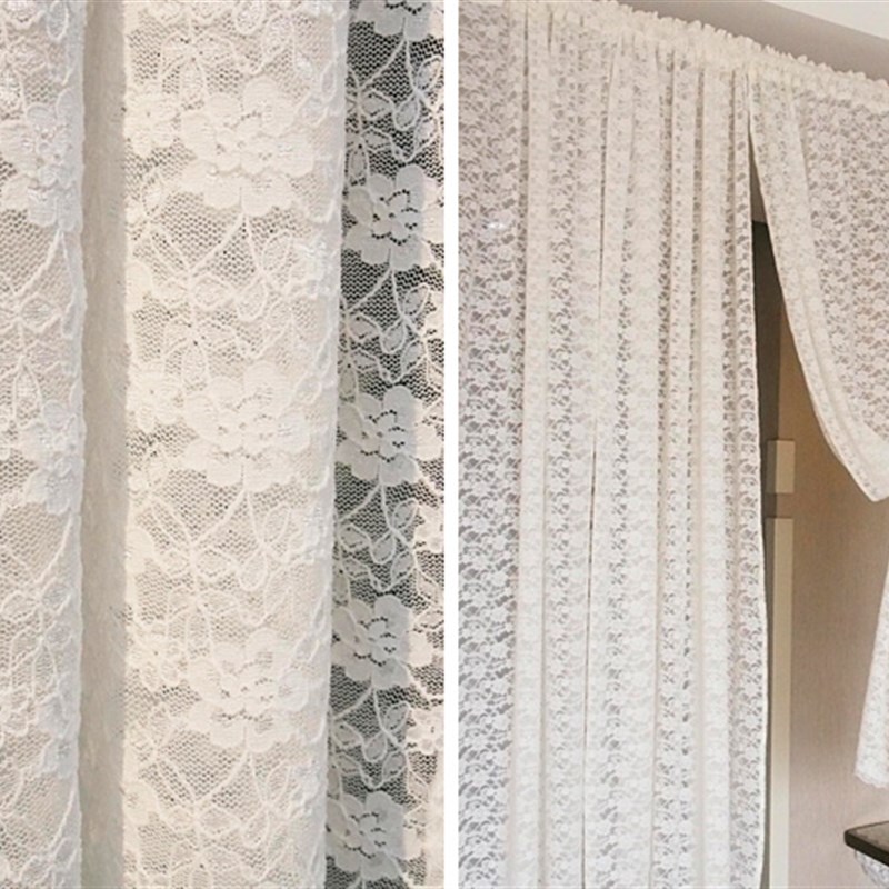 欧式美式蕾丝窗纱门帘半帘厨帘柜帘咖啡帘成品穿杆纱帘短帘隔断帘