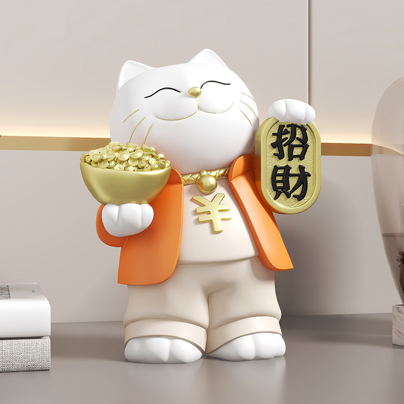 招财猫摆件入户家居轻奢装饰电视柜酒柜前台吧台玄关乔迁开业礼物