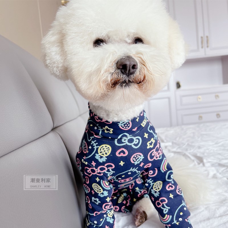 潮查利家狗狗春夏薄款防尘四脚包肚衣服泰迪比熊雪纳瑞护肚防添19