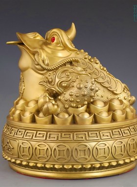 铜金蟾摆件纯黄铜三足日进斗金招财金蟾家居客厅公司店铺开业礼品
