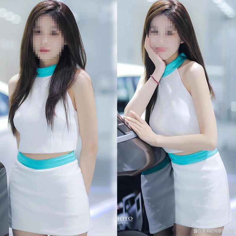 当季新品2024夏季礼服套装短裙挂脖背心两件套性感车模酒会工作装