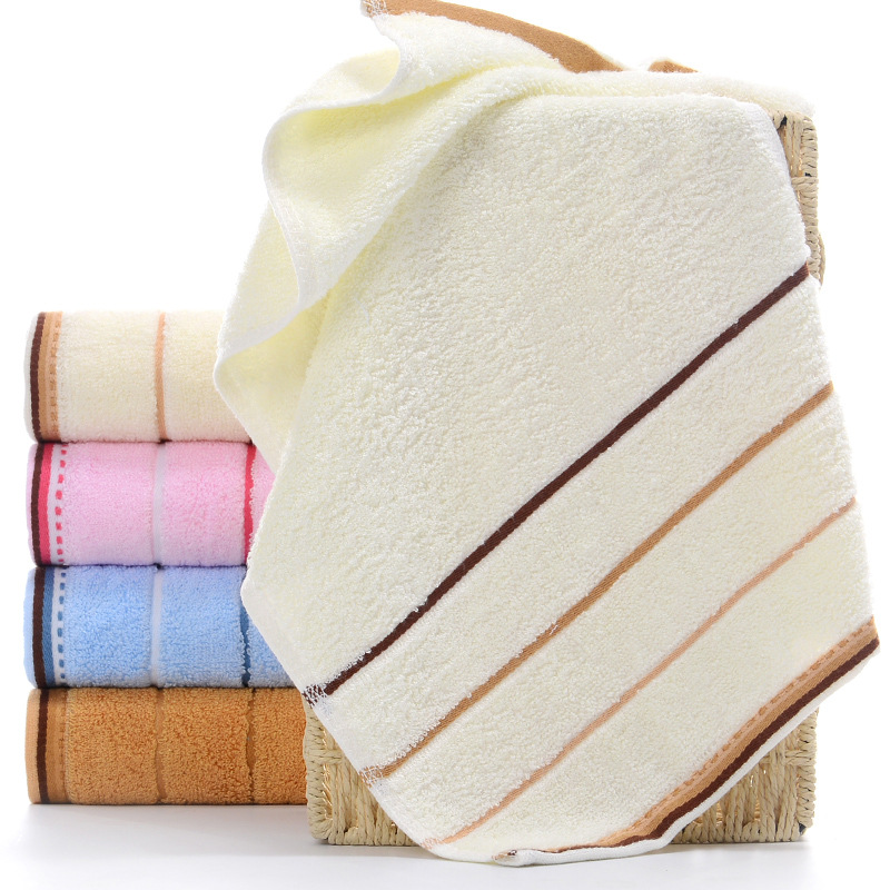 4条 长方形成人洗脸面巾柔软吸水小毛巾家用竹纤维纯棉儿童巾亲肤