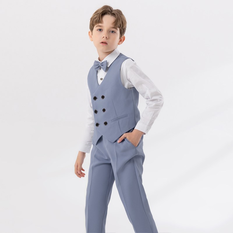 儿童西装主持演讲礼服男童钢琴演出服英伦风套装幼童马甲表演服装