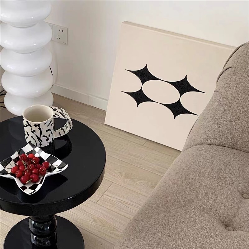 秘密卡车 深邃的闪点抽象黑白几何线条艺术无边框墙面装饰画挂画