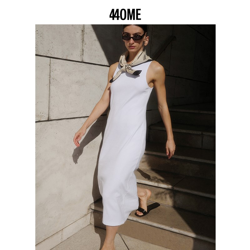440ME女装 新款轻薄修身弹力罗纹背心裙舒适棉无袖连衣裙
