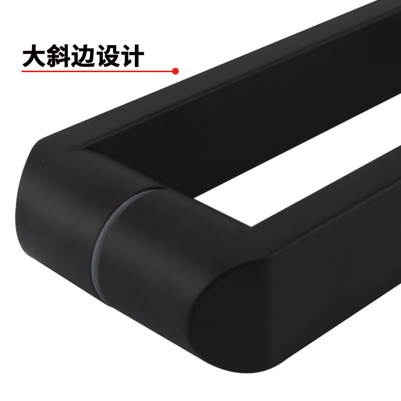 浴室淋浴房玻璃门拉手黑色烤漆方管L型推拉门拉手把手卫生间把手