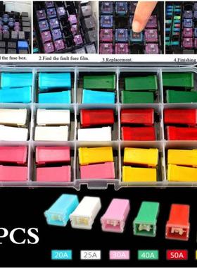 30件20A-60APAL保险丝迷你长型方形保险丝盒式保险丝套件