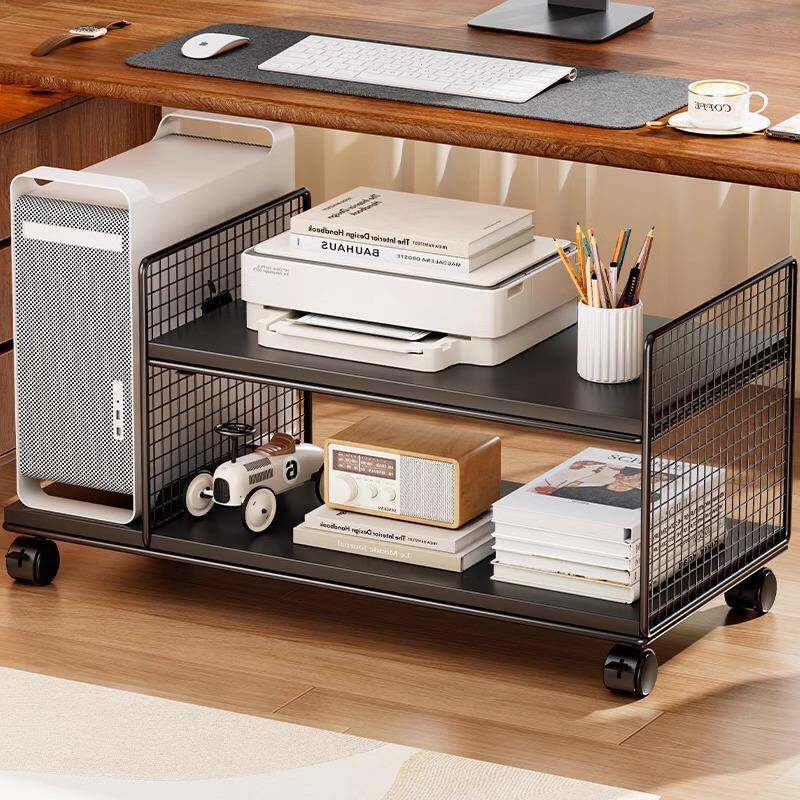 台式电脑主机托架打印机置物架家用办公通用带轮多层落地机箱底座