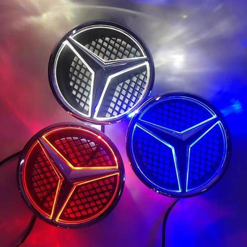 适用于奔驰C级B级G级GLK级中网前标LED发光车标灯