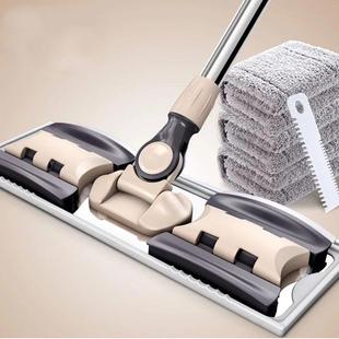 加粗杆平板夹布拖地拖把免手洗加厚家用一拖净懒人伸缩杆旋转通用