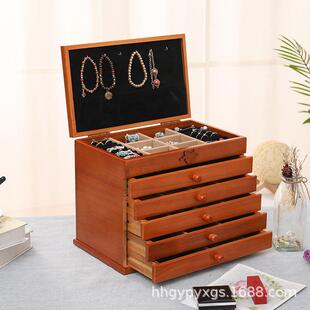 复古木质首饰盒多层首饰包装盒梧桐木中式嫁妆首饰收纳木盒