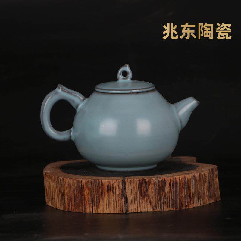 古董瓷器古玩大宋官窑老瓷器汝窑天青釉茶壶仿古老物件茶壶