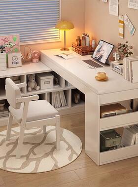 书桌书架一体桌转角书桌学生家用拐角写字桌L型办公桌卧室电脑桌
