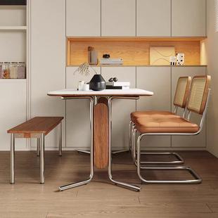 法式岩板餐桌莫比恩餐桌椅布伦特复古现代小户型中古风家用餐桌