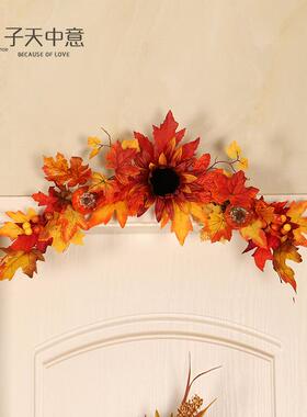 月亮挂万圣节秋色向日葵门挂门楣LED暖色花环家居橱窗装饰挂件