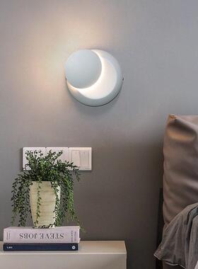 网红北欧LED壁灯户内外卧室客厅防水月亮走廊室内月牙灯防水款