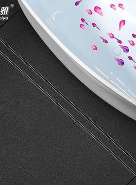 电镀枪灰色隐藏式地漏5.5CM宽极窄线型长条地漏304不锈钢干区隐形