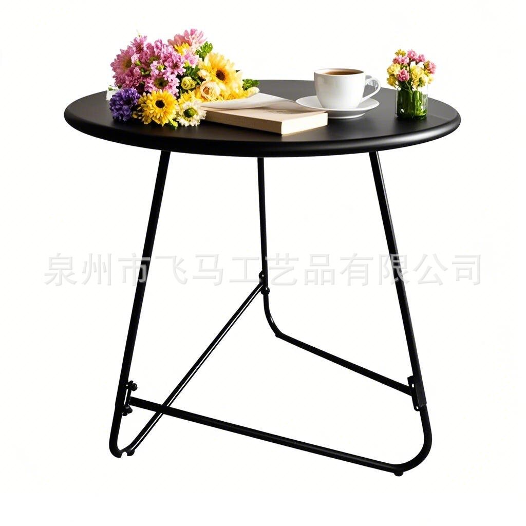 跨境网红现代简约客厅茶几沙发边几.便捷实用金属铁艺小圆桌