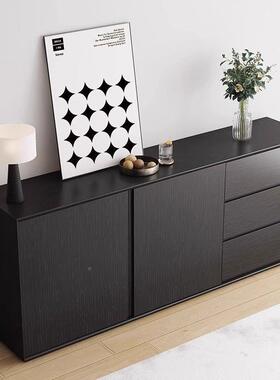 极简约黑色储物简BIR柜客户卧室收纳柜实木餐边柜现代柜靠墙酒茶