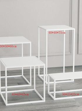 简ABQ加固铁艺加厚置物约花架客厅橱窗多层方鱼形圆形缸架架四方