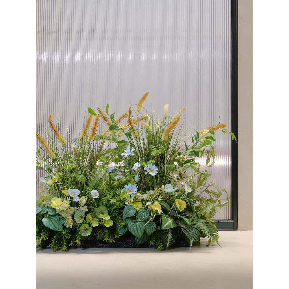 小清新植物植组合狗尾巴草墙厅角装饰品断客服装523店绿面装隔潢