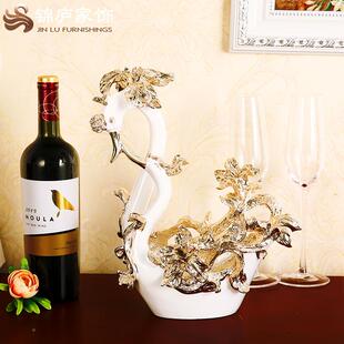 饰品摆 件工艺品饰关送礼客厅软装 欧天鹅ILG红酒架装 品玄酒柜摆式
