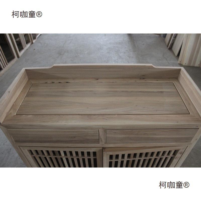 北QLZ方老榆木新中式实木餐收边柜白水茬白胚柜毛坯茶柜纳玄关麦