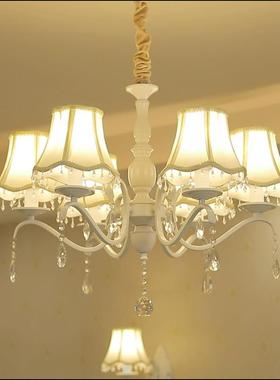 式铁艺水RLS晶吊灯温厅馨儿童房卧室灯蓝色公主女欧孩房间灯客灯