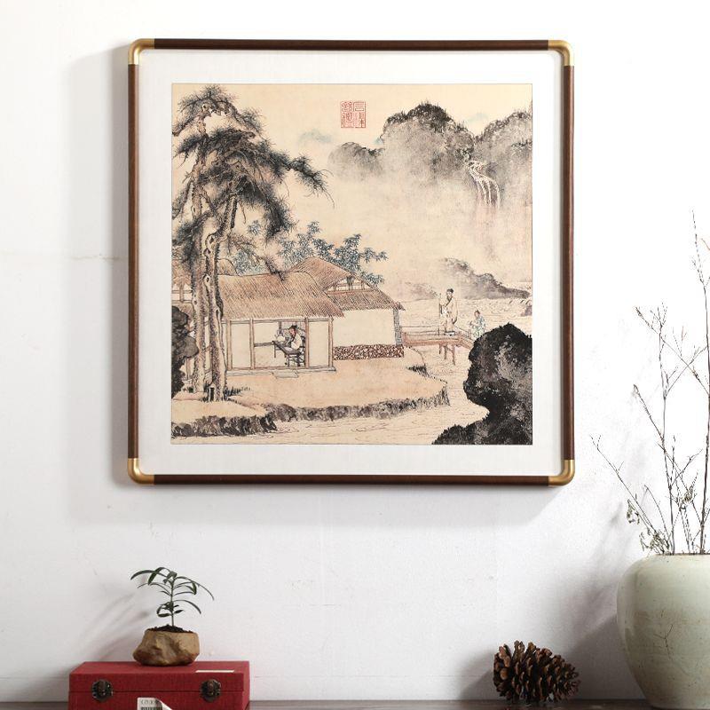 RHL正式方形斗装饰画茶室卧办方公室山室水画画挂画中张大千山水