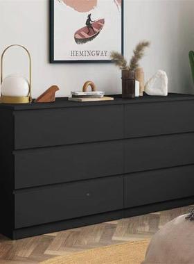 奢屉斗六柜家用卧室抽储物柜客NFS厅意式黑色斗收轻纳柜