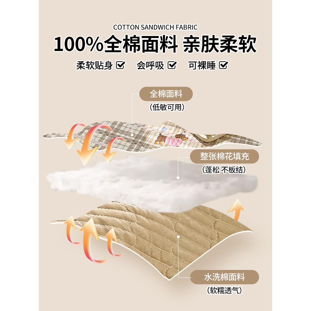 纯棉床盖套单2025新被款四季通用YTI全棉榻榻米缝厚床单绗炕盖床