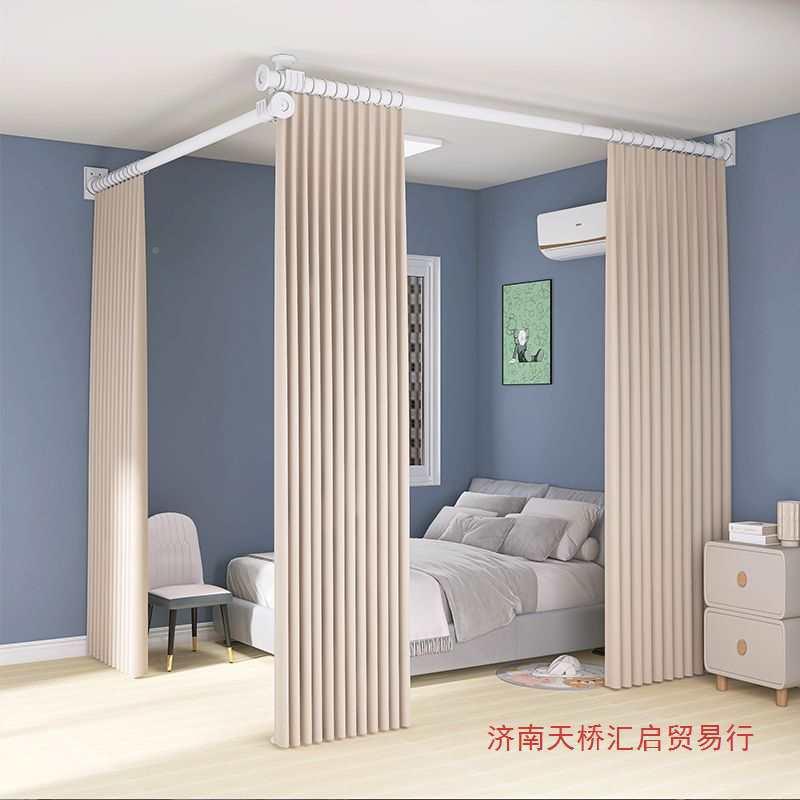 屋风分隔免遮光出租门帘杆子打孔遮挡77210056l型客厅屏房间窗隔
