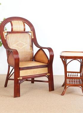 高靠背高单人办太公椅档39665领导老板师椅弹簧透气腾藤椅子真藤