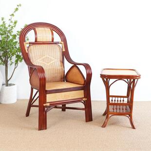 高靠背高单人办太公椅档39665领导老板师椅弹簧透气腾藤椅子真藤