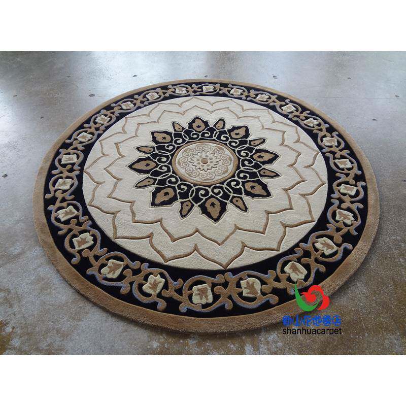 新西兰进口式羊毛欧卧田园花朵圆形客衣厅OTO茶几地毯餐厅书桌室