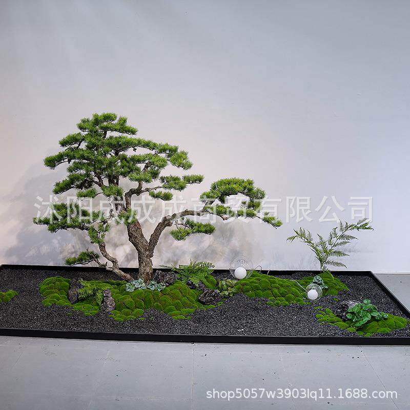 精迎客松仿真迎客松中式室内造景绿植景观橱窗楼梯新装饰假树品罗