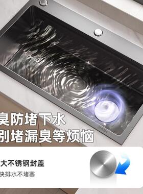 NOJ水槽大单槽双槽改单槽加S厚US304不锈钢厨O房家用洗中菜台双槽