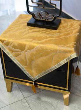 9V7T新中式轻奢柜风水金山布电464视桌垫台柜布床头桌冰箱保险柜